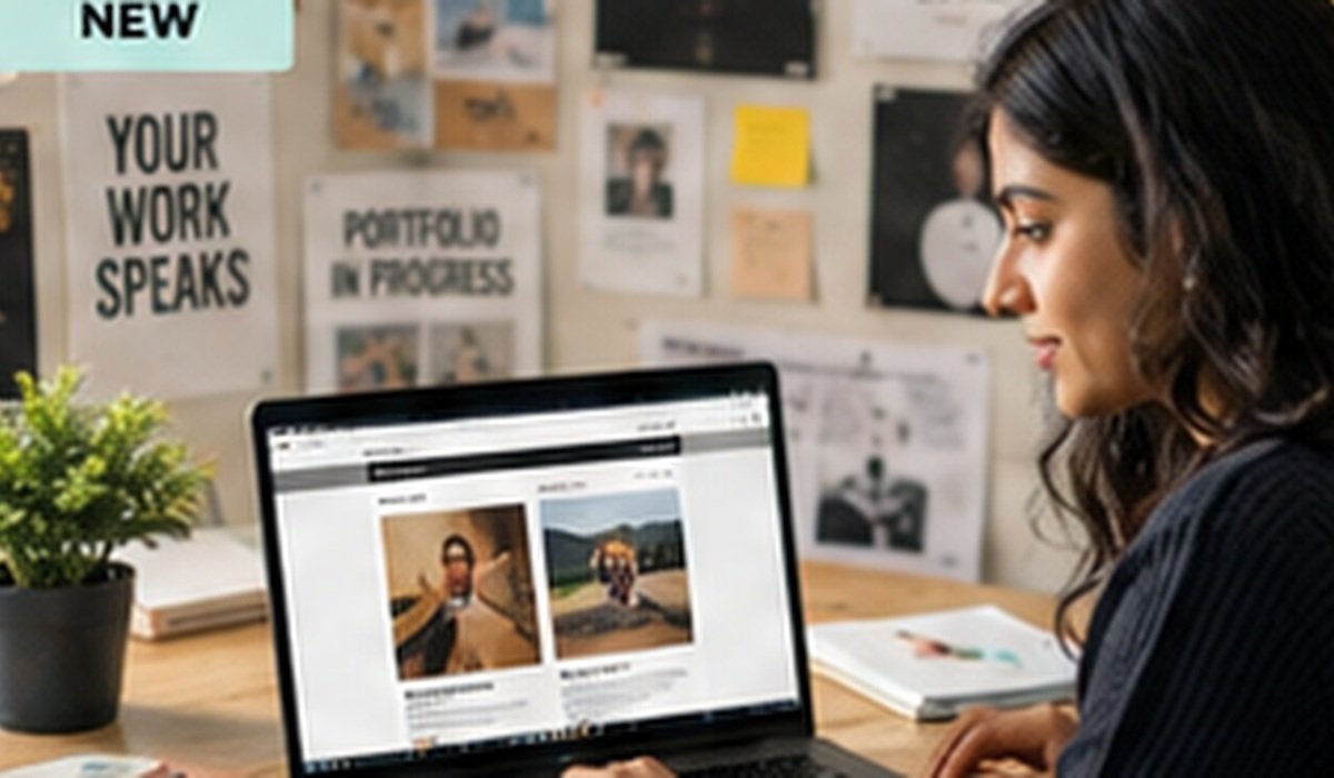 Indian designer creating a professional portfolio